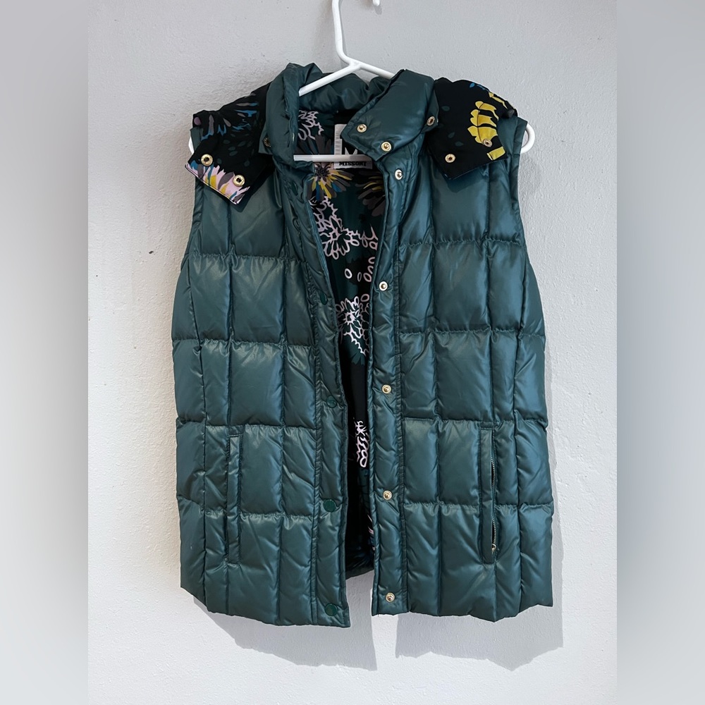 Missoni M forest green puffer vest